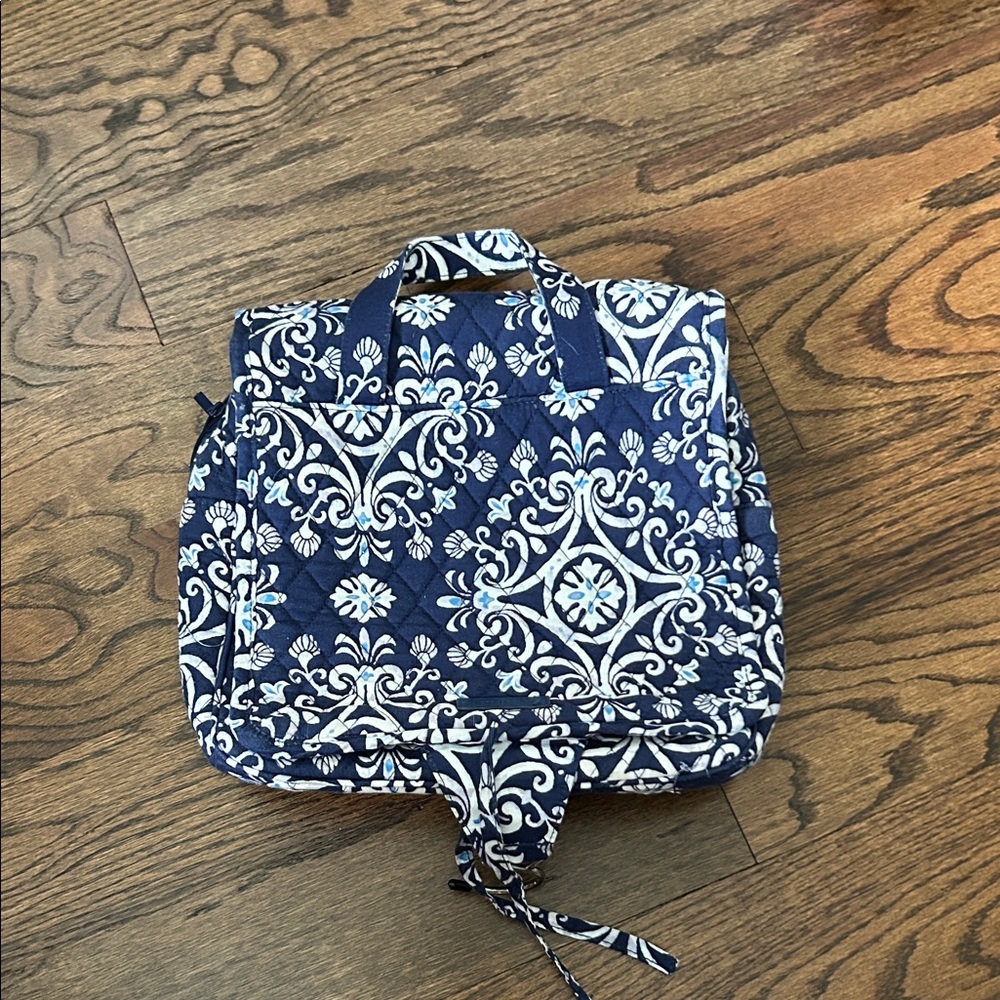 Quilted Navy Floral Travel Organizer Tote